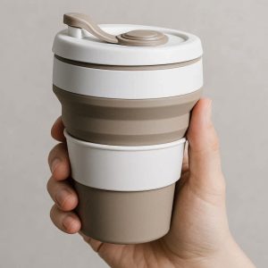 Portable Collapsing Coffee Cup With Lid For Commuters And Travel